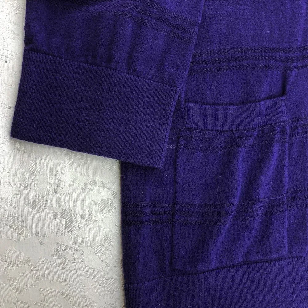 Ann Taylor LOFT Long Sleeve Purple Striped Cardigan Sweater Size XL